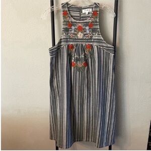 NWOT THML Stripe Floral Embroidered Dress Size Small